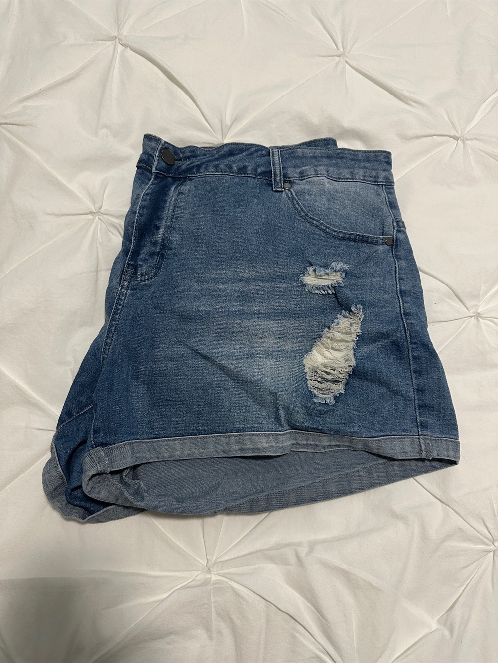 Blue Distressed Denim Skort - Women's Casual Shorts - XXL
